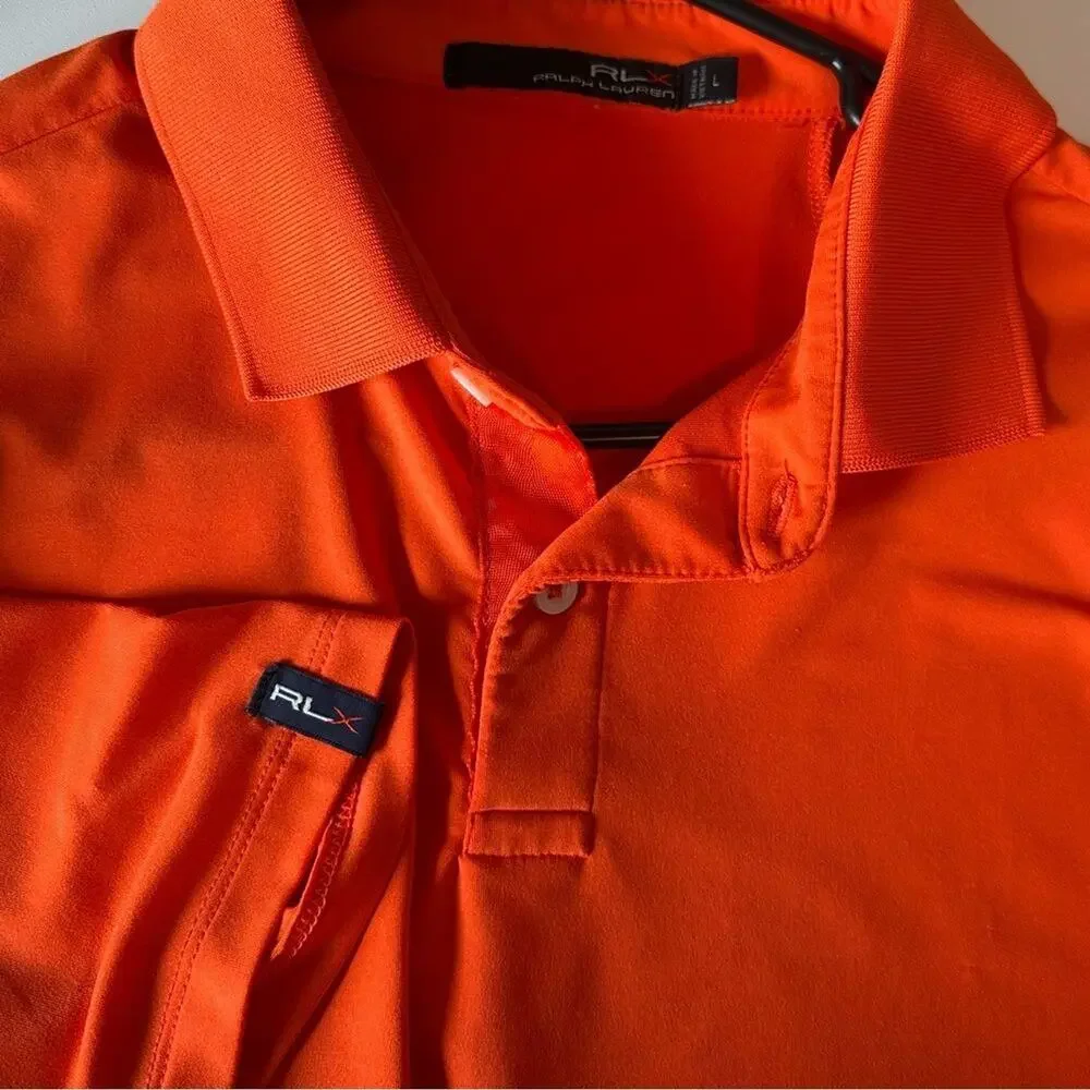 RLX‎ Ralph Lauren Sport Polo Shirt Size L Orange Golf Athletic Preppy Summer